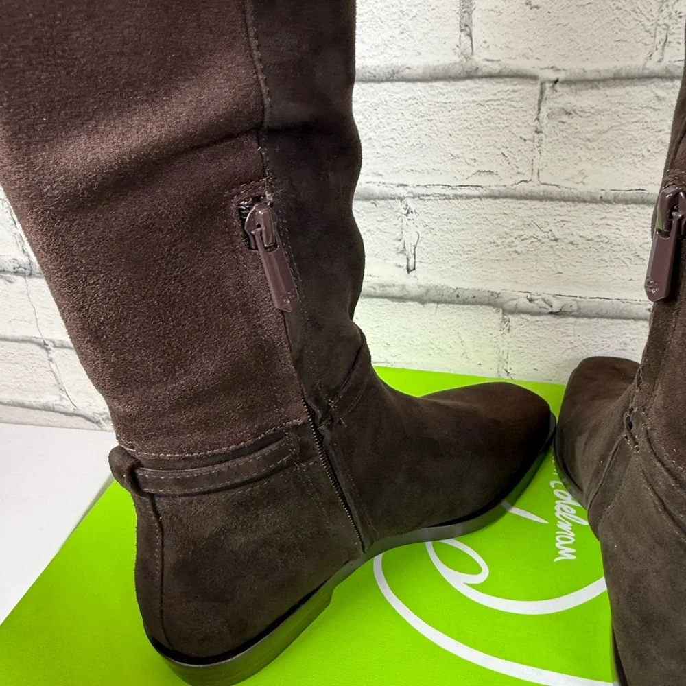 Sam Edelman Clive Chocolate Brown Suede Knee High Zipper Boots Size 5 NEW Riding